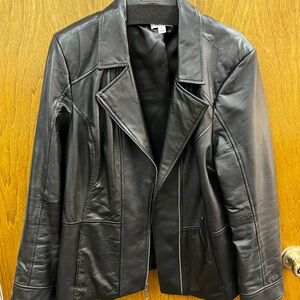 Denim&Co Classic Black Leather Jacket
